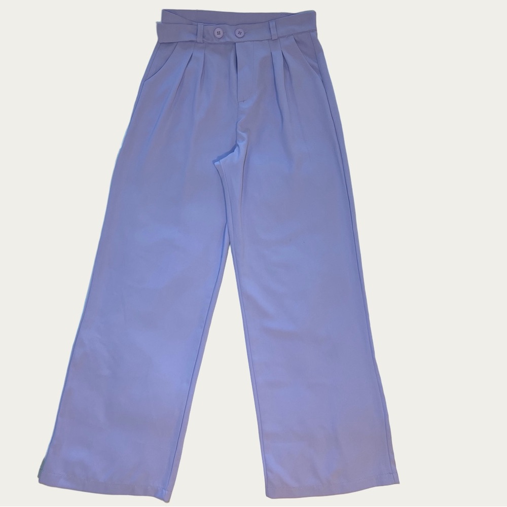 Women’s Chic Lavender High Waisted Wide-Leg Pleated Trousers‎ Size Medium